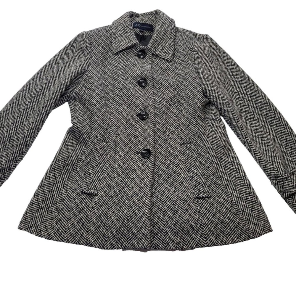 Anne Klein Designer Wool Knit Style Women's Pea Coat Size L